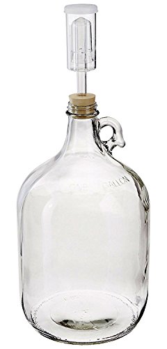 North Mountain Supply 1 Gallon Glass Jug with Handle, Rubber Stopper & 3-Piece Airlock
