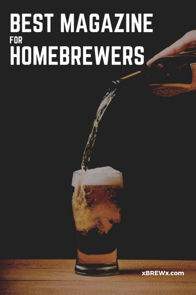 craft beer pouring into a pint glass from a tall height creating foam/head to represent this list of the best magazines for homebrewers