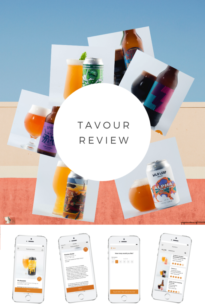 beers from the Tavour app with text that reads "tavour review"