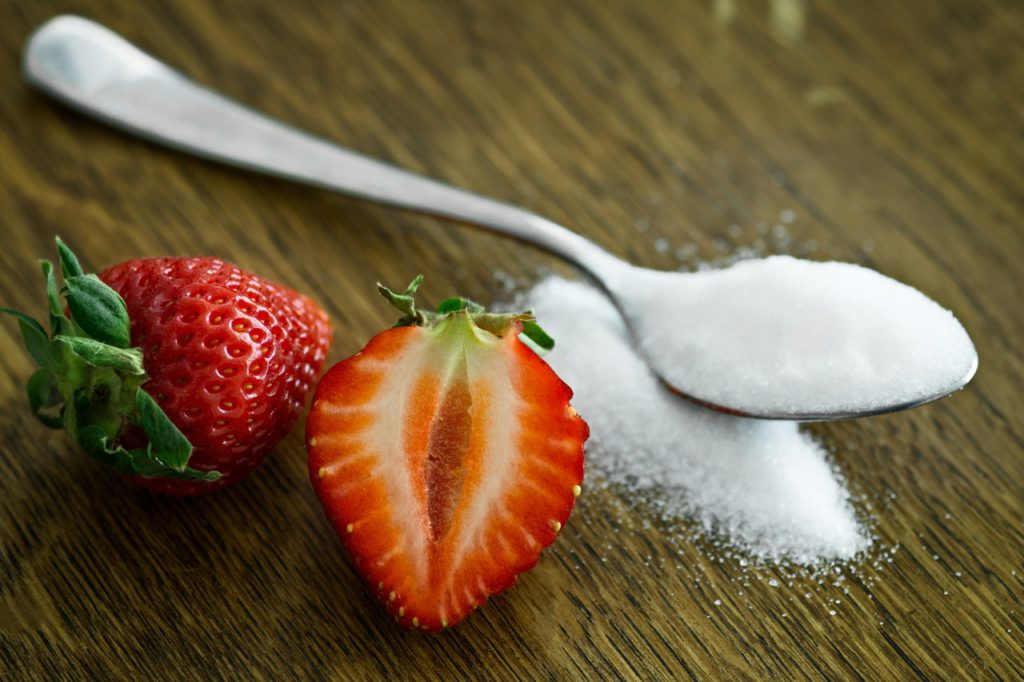 table sugar with strawberry