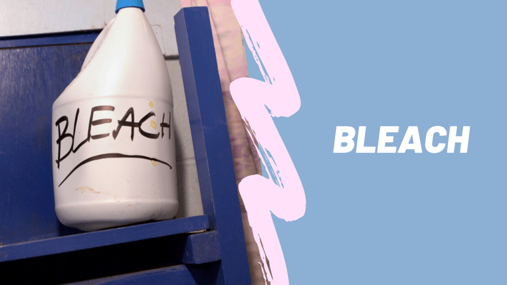 bottle of bleach with hand written label