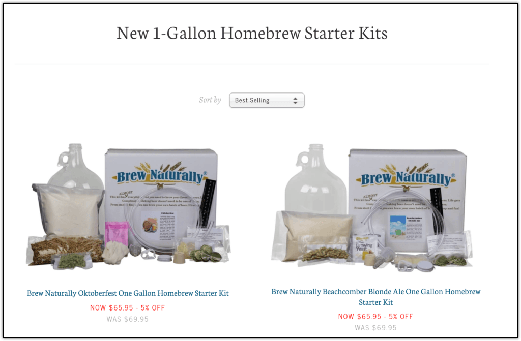 brew naturally 1 gallon starter kits