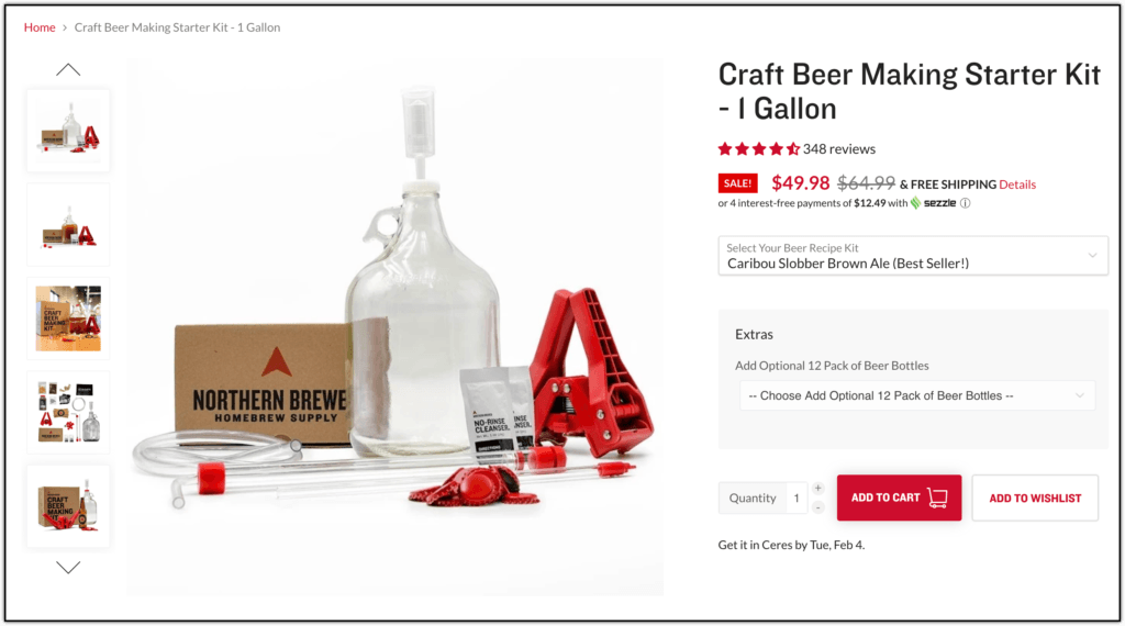 norther brewer 1 gallon small batch homebrew kits