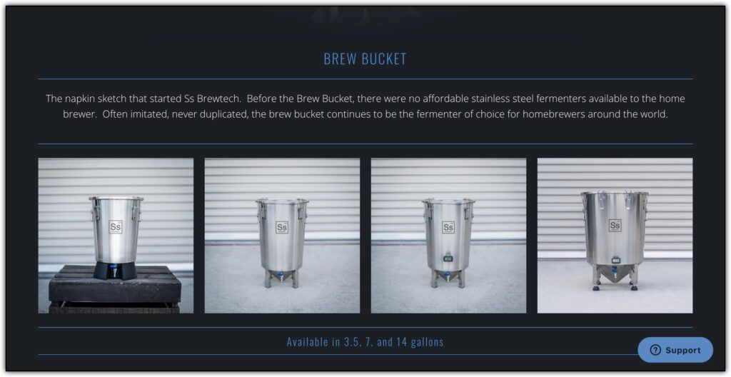 SSBrew tech screenshot of metal brewing bucket